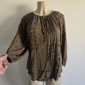 Women's Floral Print Blouse - Brown